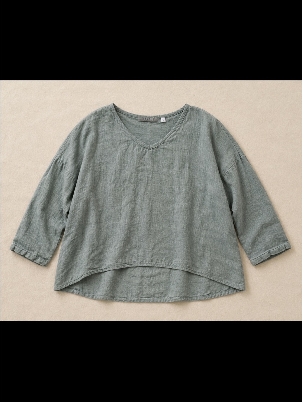 Kaktus 100% Linen Tunic Top Italy Sage Green Oversized Hi Low Large